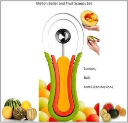 3 Pcs Scoop Troop Melon Baller and Fruit Scooper Set - Seeds Remover – Fruit Pulp Remover & Fruit Skin Peeler