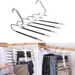 5 in 1 Pants Hanger Multi-Layer S-Style Jeans Trouser Hanger Stainless Steel Clothes Hanger Space Saving for Pants Jeans Scarf Hanging