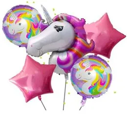 5 Pcs Foil Ballons Unicorn Head Birthday Party Decorating