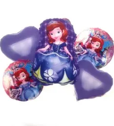 5 Pcs Foil Ballons Sofia Birthday Decoration