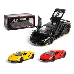 Kids Toy Lamborghini 1:24 Diecast Metal Pullback Racing Car with Openable Doors & Light (0725)