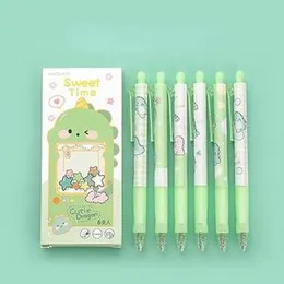 Erasable Gel Pens Pack – 1/6/12 Pcs Cute Cartoon Print, 0.5mm Black & Blue Ink – Kawaii Aesthetic Retractable Pens with Erasers for School, Home