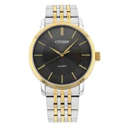 Citizen Stainless Steel Strap Luxury Men Watch Quartz Analog Business Chain Casual Wrist Watches For Boys & Gents Black Blue White black
