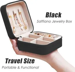 Portable & Compact Accessory Storage Box - Jewelry Organizer | PU Leather Zipper Portable Storage Box | Case with Dividers Mini Jewelry Organizer Box