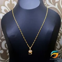 Gold Plated Guaranteed 18/24 inch Karali / Disco Chain with Heart Pendant With Butterfly Necklace for Ladies-60cm