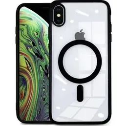 IPhone X / XS Magsafe Black Magnetic Lens Protection Stand Phone Case For IPhone X / XS Camera protection Clear Transparent back Cover.