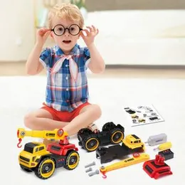 DIY Assembled Engineering Car Truck Crane - Take Apart Toys with Electric Drill Toy Truck for Kids - Multifunctional Truck with Lights & Sounds