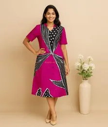 Purple with Black & White Batik Dress 100D