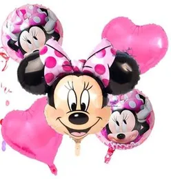 5 Pcs Foil Ballons Minnie Mouse Birthday Party