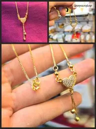 Dazzling 22K Gold Chain Necklace Heart Flexible Movable Chain Real Gold Jewelry