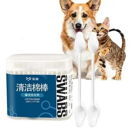 Pet Cotton Swab Cat Dog Ear Cleaning Swabs Biodegradable Gentle Safety Cotton Buds Specially Designed Cotton Sticks for Pets Cats Dogs Grooming