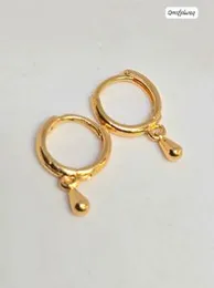 Dangle Ball Hoop Earrings in Sterling Gold For Women