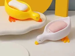 Yellow Duck Shape Soap Box Cartoon Soap Dish Drainable Soap Holder Soap Container Soap Dish For Tray Bathroom Accessories