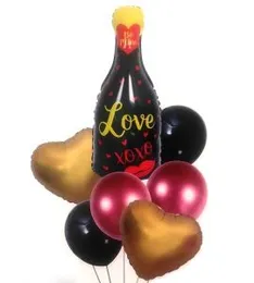 7 Pcs Foil Balloons Celebrate Champagne Bottle Love XOXO Party Decorations