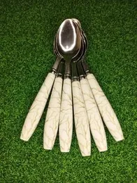 Ceramic Finish Style Stainless Steel Premium Table Spoon Set of 6 Pieces.