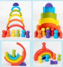 Children's Wooden Rainbow Toy Creative Wood Rainbow Stacked Balance Blocks Baby Toy Montessori Educational Toys For Children.