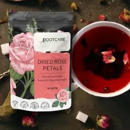 Rootcare Organics Sun Dried Rose Petals 50g, Gulab Patti | Use in Tea, Baking, Making Rose Water(FROM INDIA)JEZ