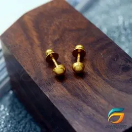 Gold Plated Small Dot Earrings for Women Antique Design.