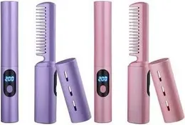 2 In 1 Wireless Hair Straightener Hot Comb Curling Iron Multi-speed Electric Straightening Comb Curling Iron Hair Brush Styling