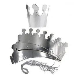 Happy Birthday Cardboard Shine Silver Crown Decorations Party