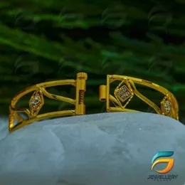 Fashion Gold Plated Lover Stylish Screw Lock Bangle With Stone For Women.