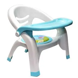Plastic Soft Cushion Baby Chair with Removable safety Tray | Kids Feeding Chair | Study Chair | High Chair for Boys/Girls (3 Year -38 cm) (Blue)|.