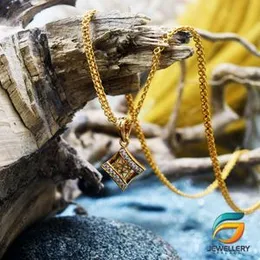 Gold Plated Chain With Pendant 18/24 inch 02MM Bismark Chain with Box Theme Pendant Necklace for Ladies & Girl.