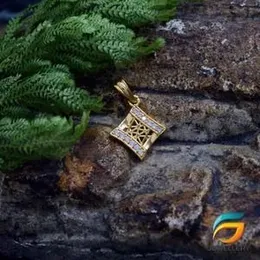 Gold Plated Pendant Two Line Stone Box Pendant Fashion Stylish Rich Look Pendant For Women.