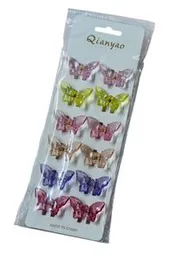 Mini Butterfly Hair Claws 12 Clips (Multicolor)