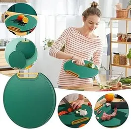 2024 New Vertical Double Sided Cutting Board, Non-Slip Plastic Cutting Board for Kitchen, Reversable Chopping Board Round Mildew-proof Cutting Board f