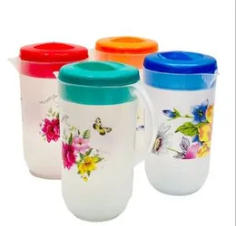 Flower Printed Plastic Water & Juice Jug, Drinking Beverage Jug,with Lid for Daily Uses, 2.4 LTR (Multicolor)