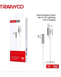 TRANYOO T-X141 Metal Braided USB to 90° Lightning Cable – Fast Charging & Durable