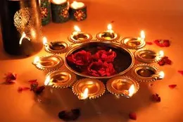 Blessing Decor Diya Shape Flower Decorative Urli for Home Handcrafted Bowl for Floating Flowers,Office Table Decor Diwali Decoration for Home (12 Inch