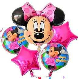 5 Pcs Foil Ballons Minnie Mouse Birthday Party Decorations