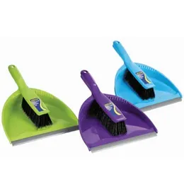 Dustpan with rubber lip and hand brush made of plastic