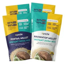 Upside Health Millet Instant Dosa Mix-Sprouted Millet (Pack of 4, 48 Dosas) | Foxtail & Browntop Millet | High Protein Dosa | Instant Dosa | No Salt -