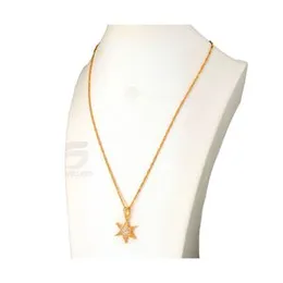Gold Plated Guaranteed 18/24 inch Karali / Disco Chain with Star pendant Necklace for ladies;