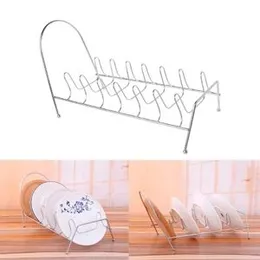 Dish Drying Rack 1 Pcs Pot Lid Holder Kitchen Pan Teetotal Stand Dish Rack Stainless Steel Bowl Storage Plates Sink Countertop Shelf Exhausting 7 Slot
