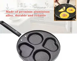 4 Hole Mini Non-Stick Omelette Pan & Egg Dumpling Mold with Heart & Round Shapes Breakfast Pan