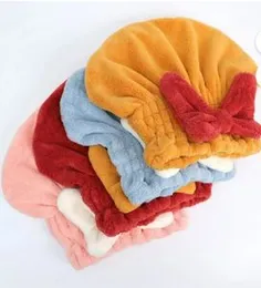 Quick Dry Microfiber Hair Towel with Bow-Knot Shower Cap