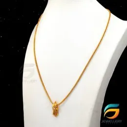 Gold Plated Guaranteed 18/24 inch Thin 02mm Fox Chain with Small Praveena Pendant Necklace for ladies.