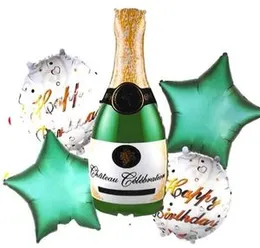 5 Pcs Foil Balloons Celebrate Champagne Bottle Happy Birthday Party Decoratings