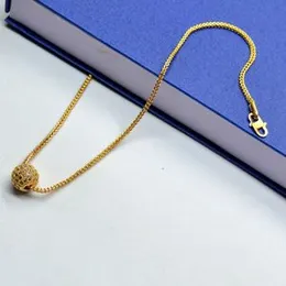 Gold Plated Box Chain Necklace with Ball Pendant 1.5MM Stylish Lightweight Jewelry for Women and Girls