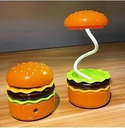 Cute Hamburger Desk Lamp with Pencil Sharpener | Adjustable Rechargeable Night Lamp | Multifunctional Reading Bedside Lamp for Kids, Boys & Girls – Fu