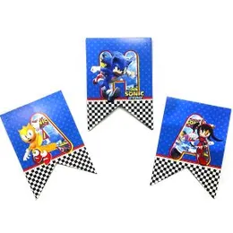 Sonic Cardboard Party Gala Bunting Letter Banner Happy Birthday Party Decoration