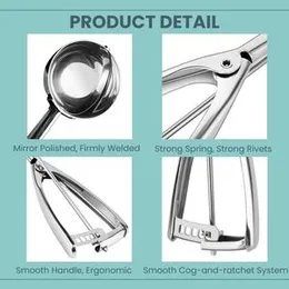 Ice Cream Scoop Mash Potato Kitchen Tool Scoop Stainless Steel Spoon Spring Handle Kitchen Accessories