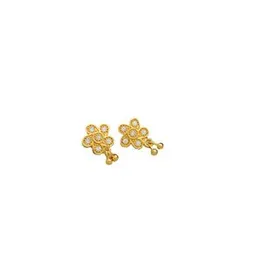 Gold Plated Earring Flower Theme Earrings With Balls For Women.
