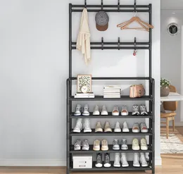 Cloth and Shoe Rack Black 5 Tier Layer Modern Luxury Living Furniture Holder Shelf Stand Metal Rack Organizer Shoe Storage For Store Home