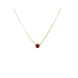 Gold Plated 1mm Box Chain With Red Stone Round Pendant For Women.