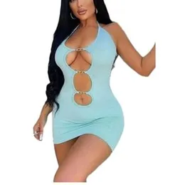 Halter Neck Backless Front Detailed Mini Dress